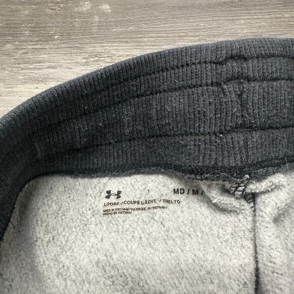 Under Armour‎ Hustle Fleece Dark Gray Mens M Loose Tapered Jogger Sweatpants EUC - Picture 3 of 11
